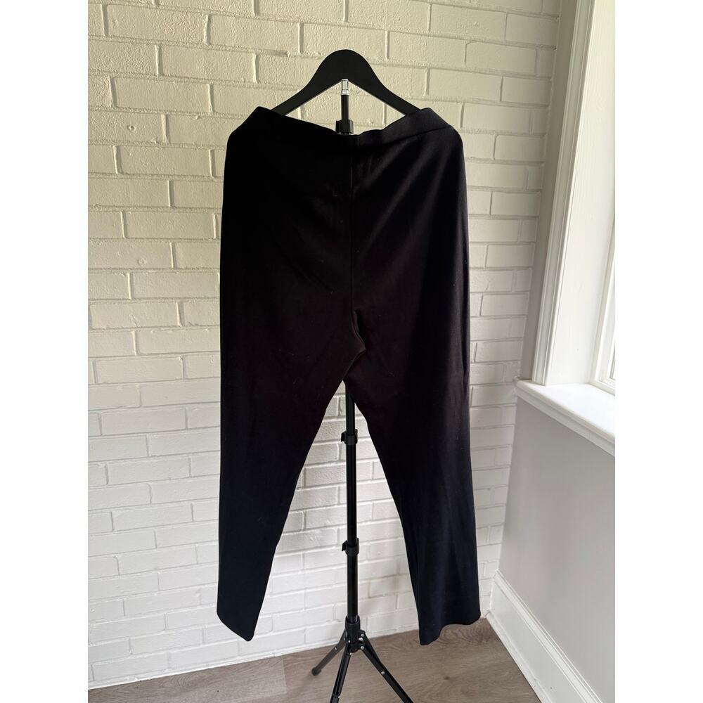 Pull On Ponte Knit Straight Leg Pants Black Stretch Office Travel Large - Picture 2 of 3